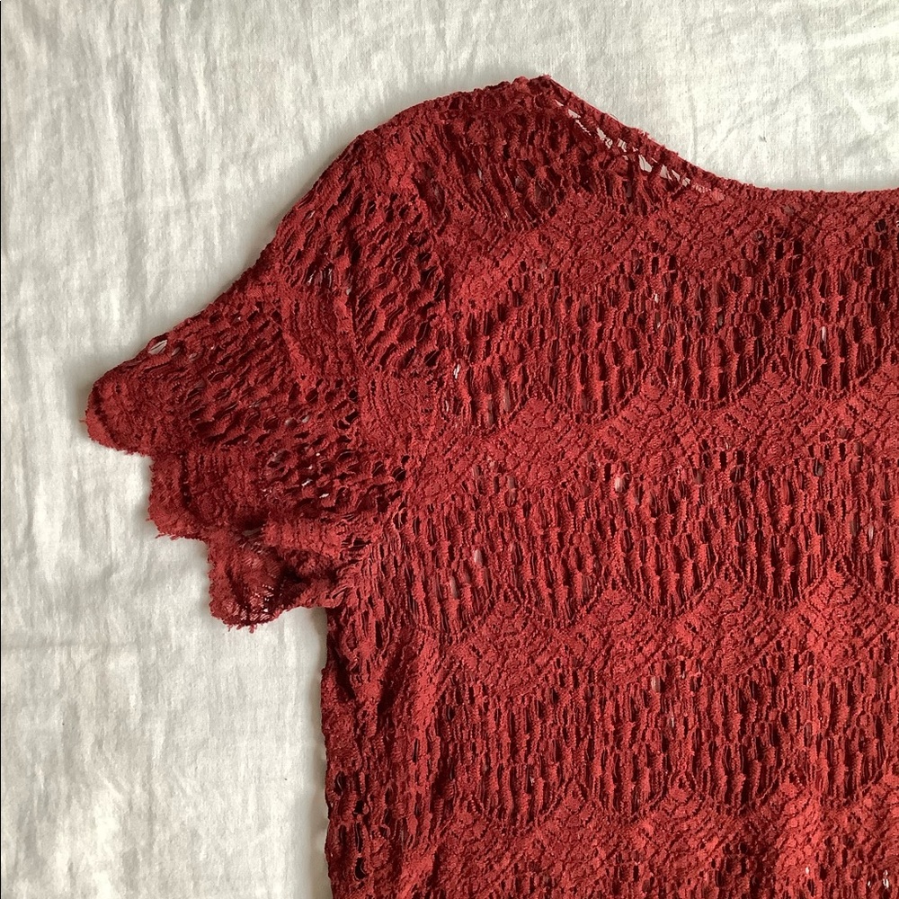 Dark red lace crop top
